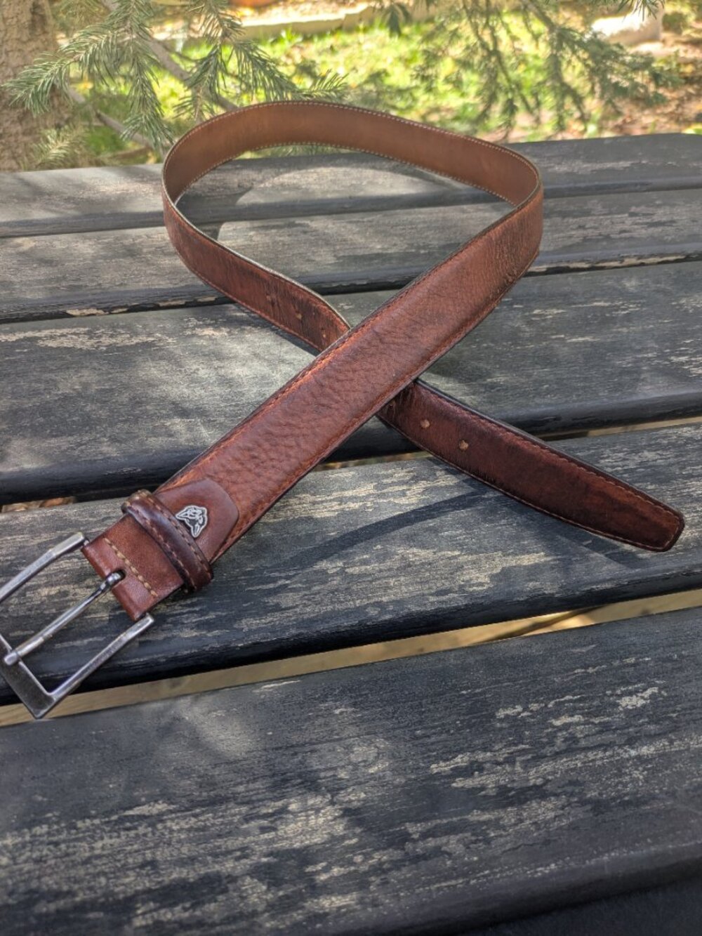 Vintage Paolo Da Ponte Italian Leather Wolf Logo Belt - Size 36 / 95